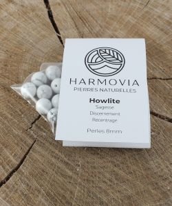 Perles Howlite 8mm sur fil 40cm, 1 part